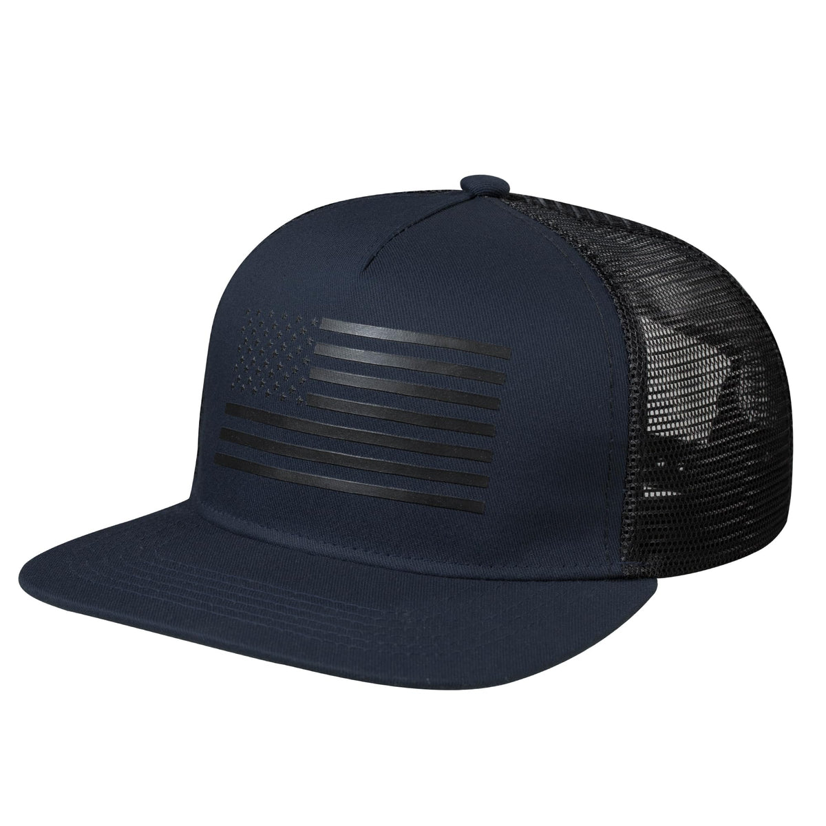 UALON Baseball Cap, Snapback Trucker Hat for Men & Women with American Flag and Adjustable, Breathable Mesh, Flat Bill Hats