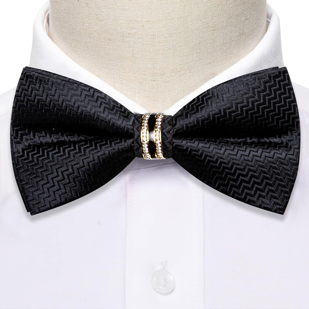 YOHOWA Bow Tie Set Men Paisley Pre-tied Silk Bowties with Gold Drilled Ring