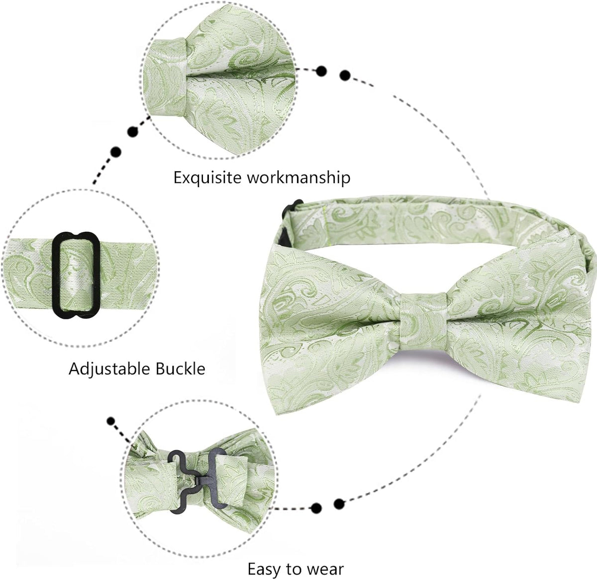 Alizeal Mens Paisley BowTie Hanky Cufflinks Set