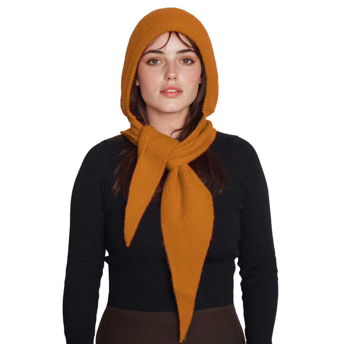 PuTian Hooded Scarf for Women Hat Scarf Set 2 In One - Knitted Neck