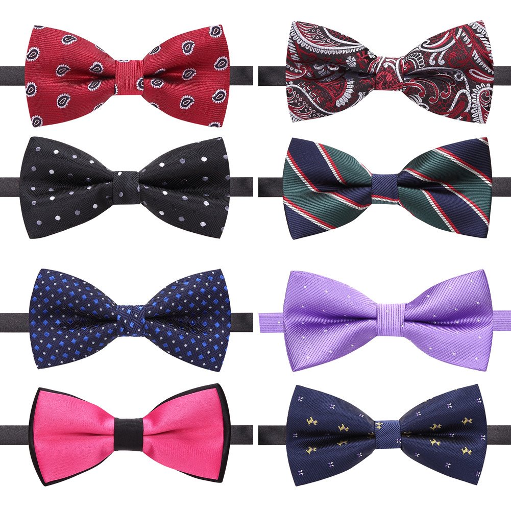 AUSKY 8 PACKS Elegant Adjustable Pre-tied Bow Ties for Men Boys (1&4&5&6&8 Pack for option)