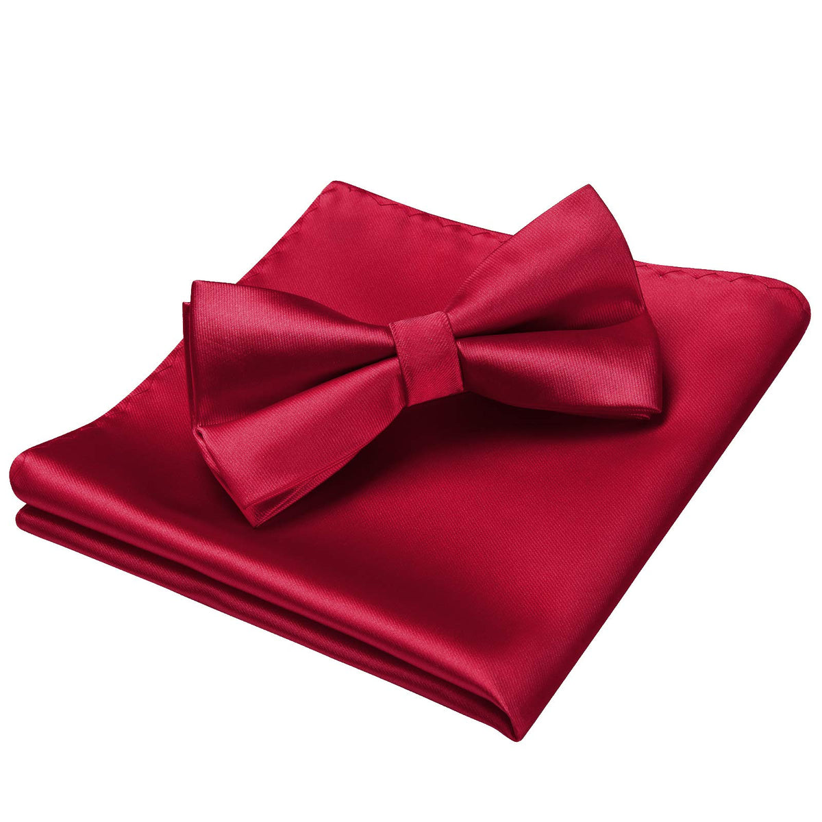 HISDERN Bow Ties for Men Solid Color Pre-Tie Bow Tie and Pocket Square Set Classic Formal Tuxedo Bowties for Wedding Party