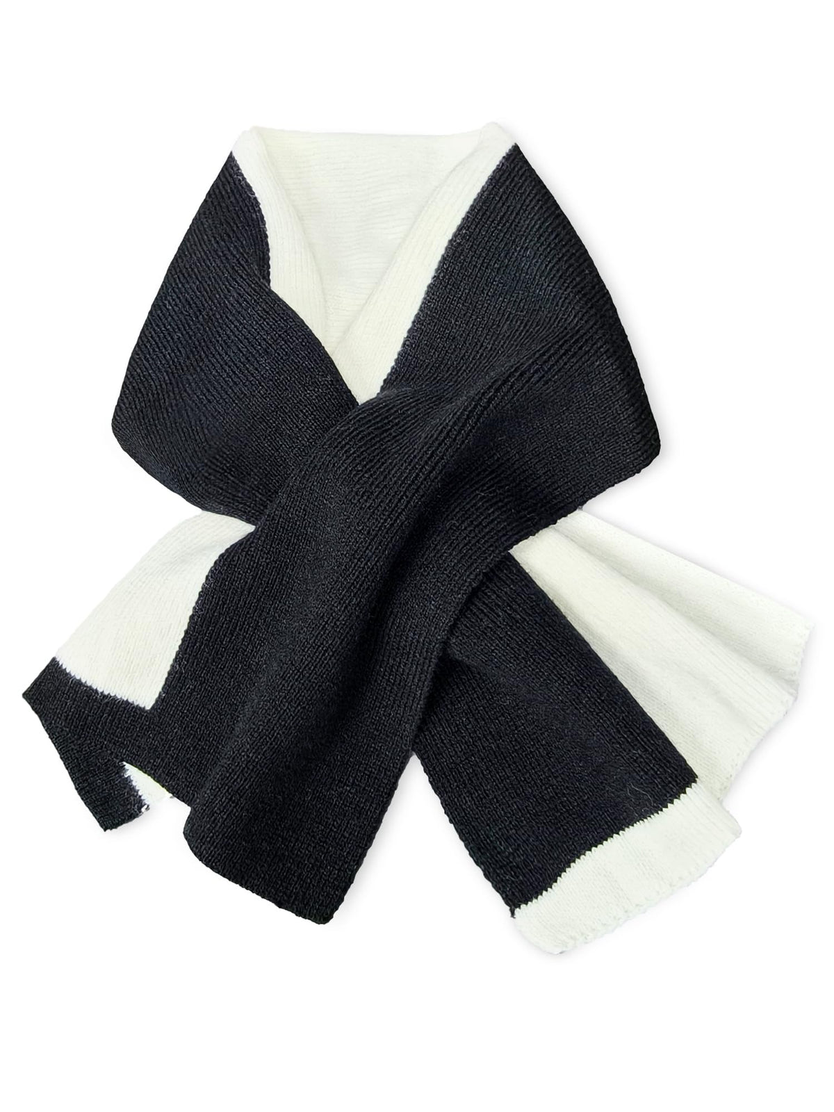 huablo Women’s Winter Knit Pull-Through Scarves, Lightweight Knitted Scarf, Color‑block Short Scarf, hiking scarves for Men