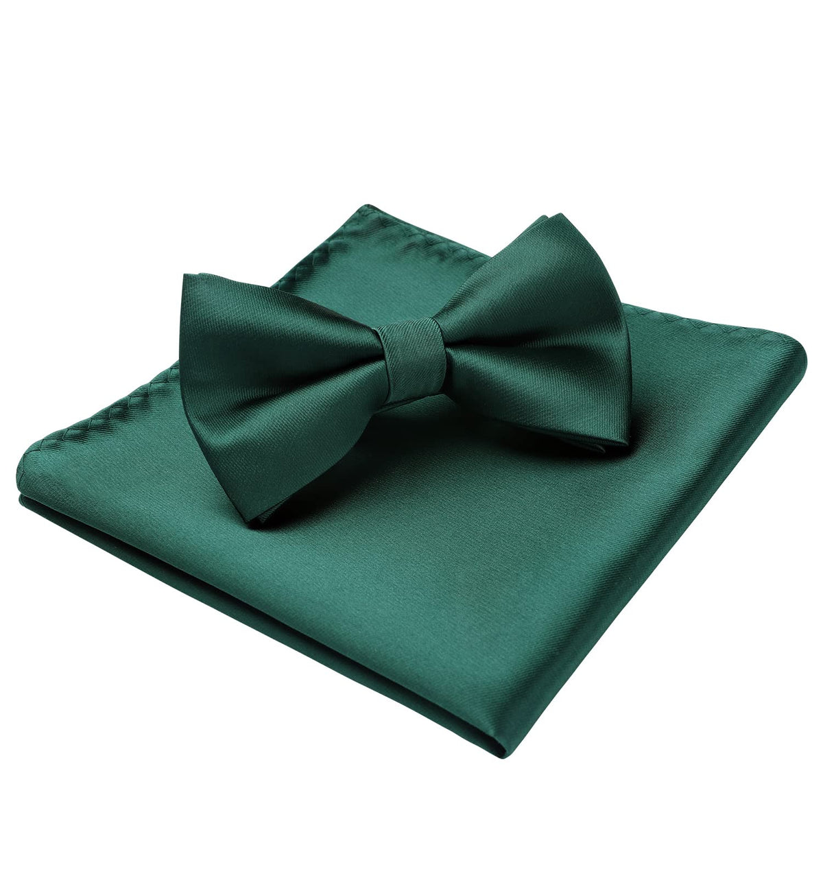HISDERN Bow Ties for Men Solid Color Pre-Tie Bow Tie and Pocket Square Set Classic Formal Tuxedo Bowties for Wedding Party