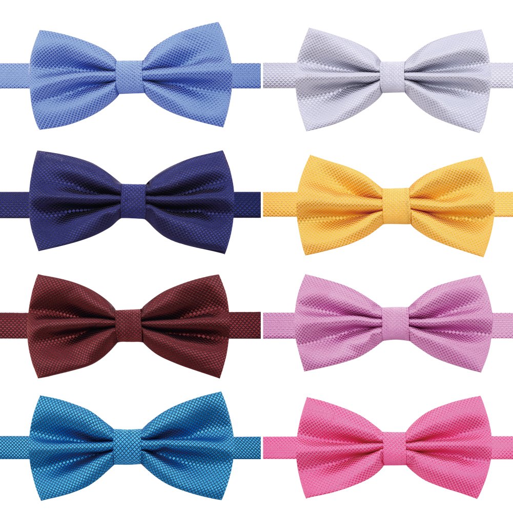 AUSKY 8 PACKS Elegant Adjustable Pre-tied Bow Ties for Men Boys (1&4&5&6&8 Pack for option)