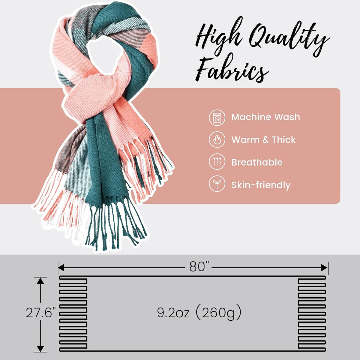 Clothirily Womens Winter Scarf, Oversized Long Blanket Plaid Shawl Wrap