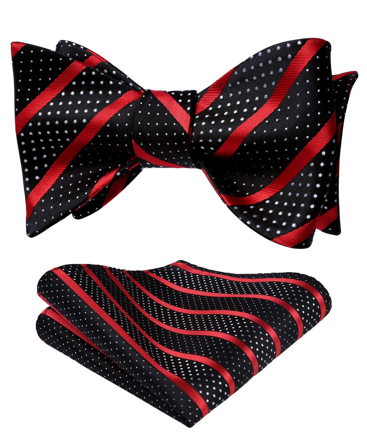 HISDERN Bow Ties for Men Striped Bowties Men's Self Tie Bowtie Handkerchief Formal Tuxedo Wedding Bowties and Pocket Square