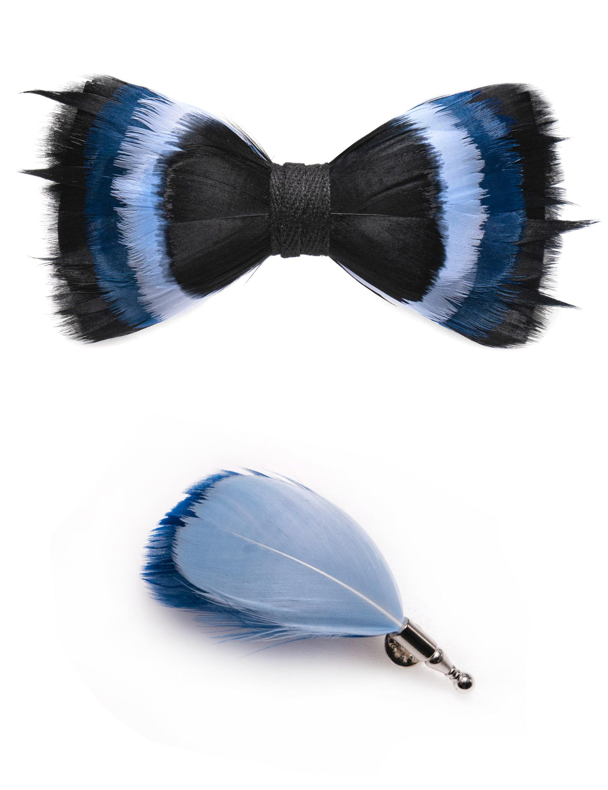 RBOCOTT Handmade Feather Pre-tied Bow tie and Brooch Sets for Men
