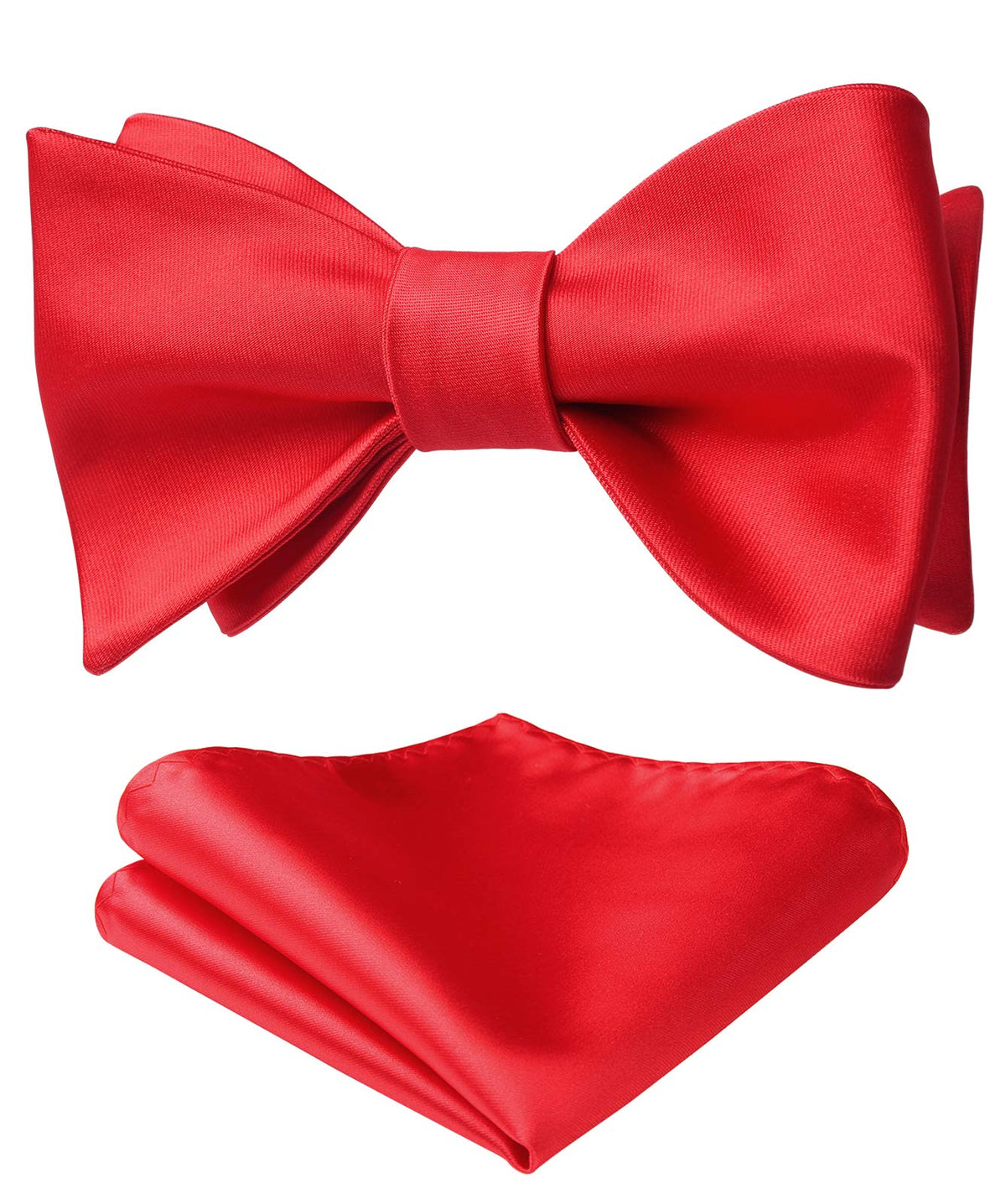 HISDERN Bow Ties for Men Solid Color Self Tie Bow Tie Pocket Square Set Classic Formal Satin Bowties for Tuxedo Wedding Party