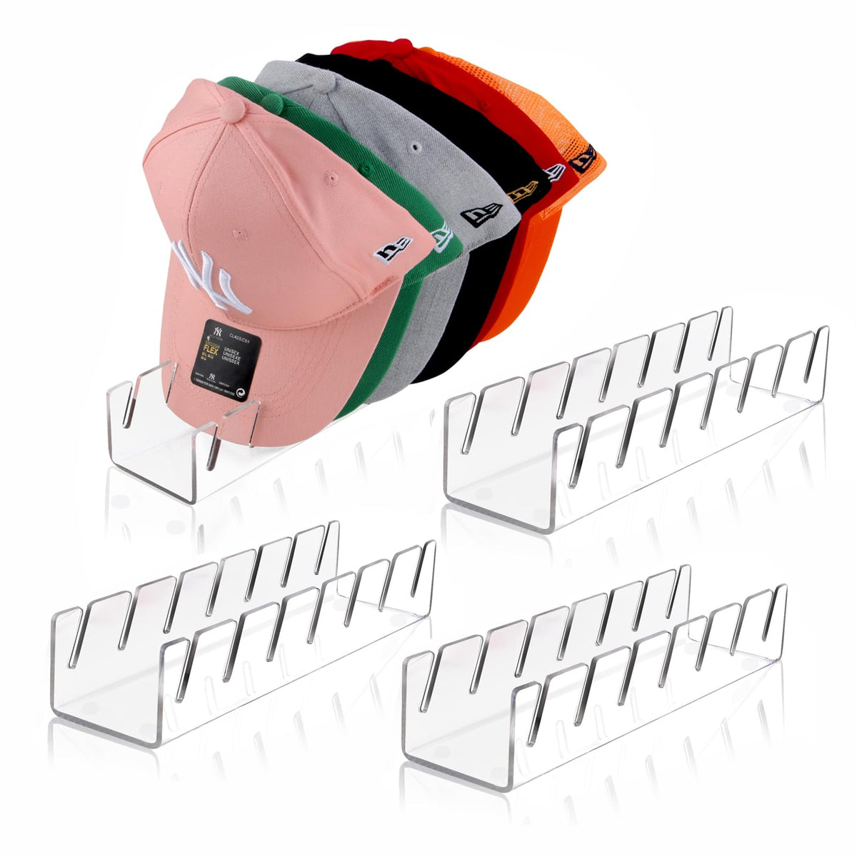 Hat Organizer for Baseball Caps Hat Rack Acrylic Hat Stand 2Pack No Install