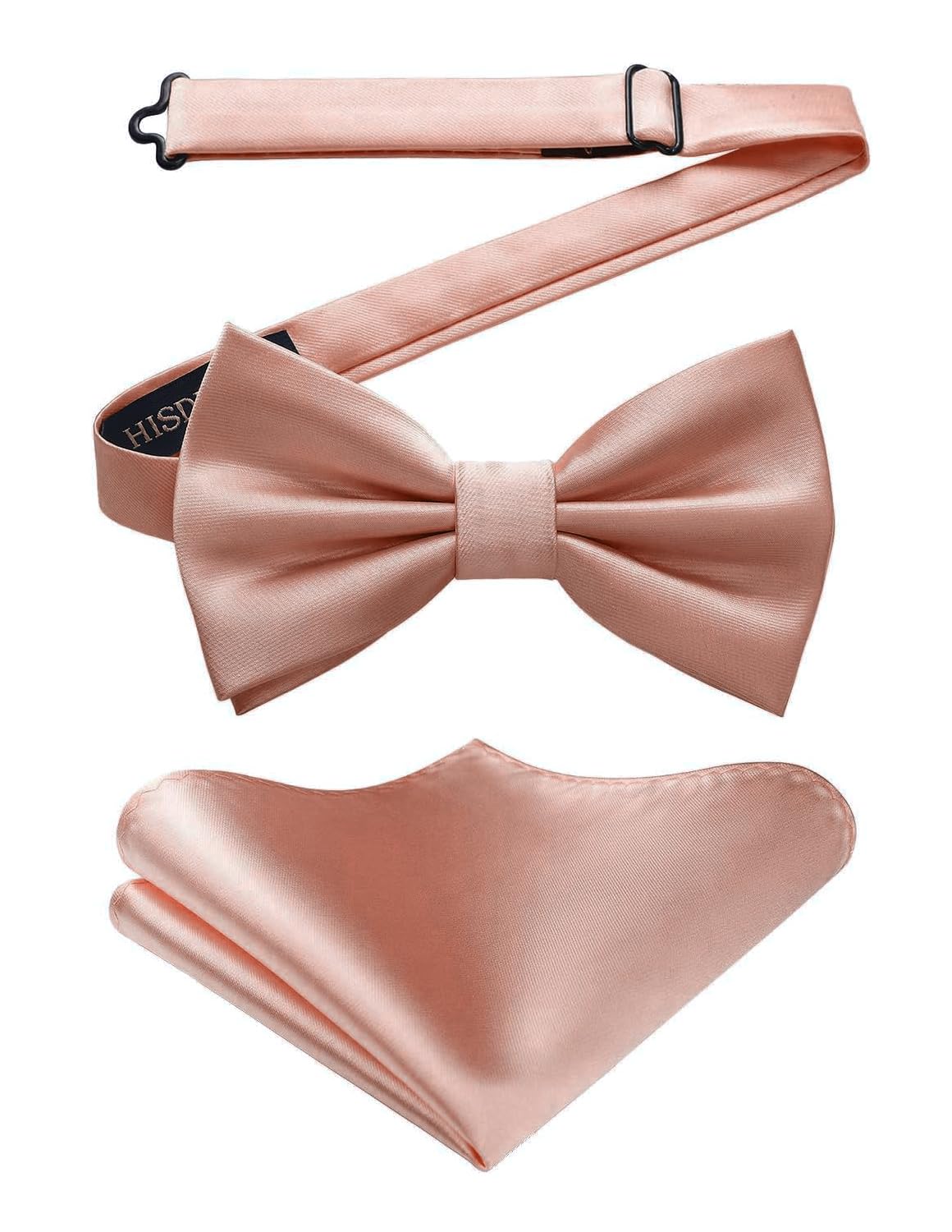 HISDERN Bow Ties for Men Solid Color Pre-Tie Bow Tie and Pocket Square Set Classic Formal Tuxedo Bowties for Wedding Party