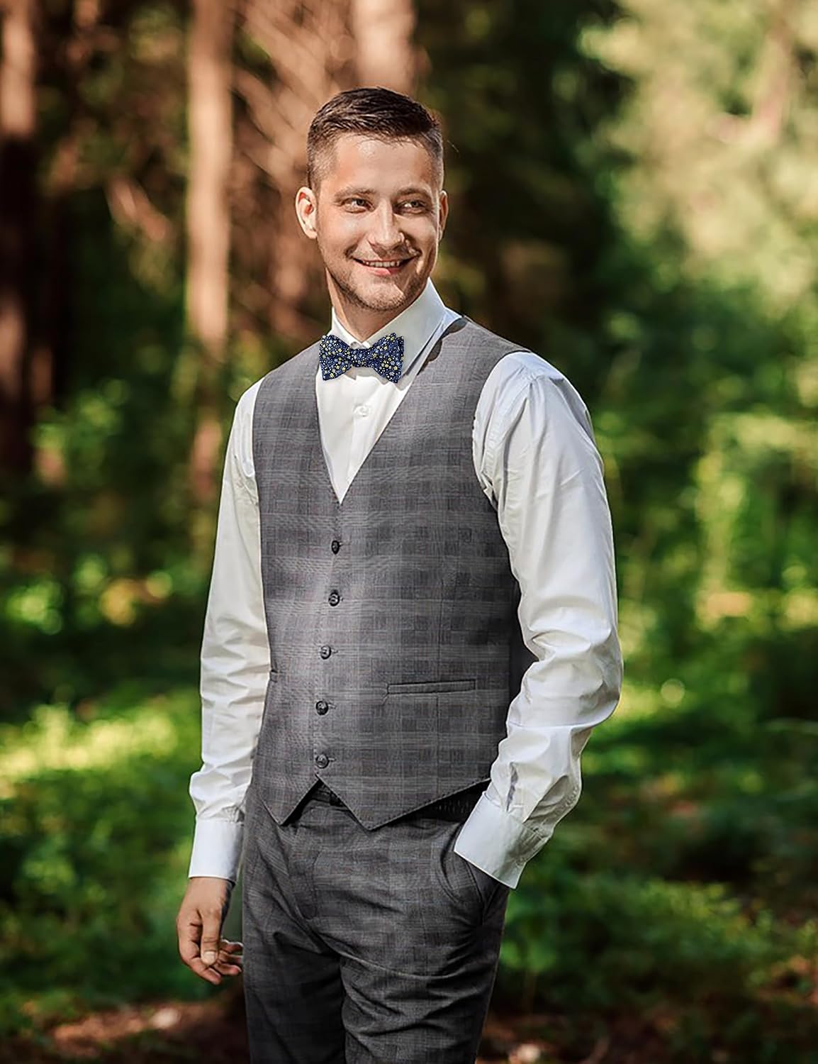 Alizeal Mens 2pcs Floral Pattern Bow Tie Set