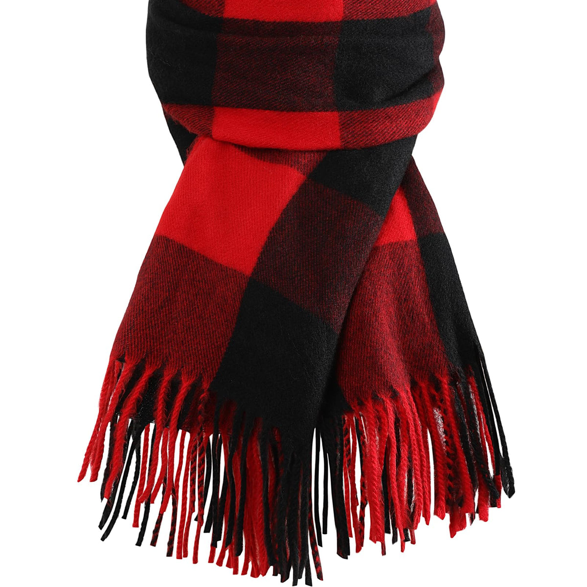 Trifabricy Womens Winter Scarf, Plaid Blanket Scarf, Cozy Pashmina Shawl
