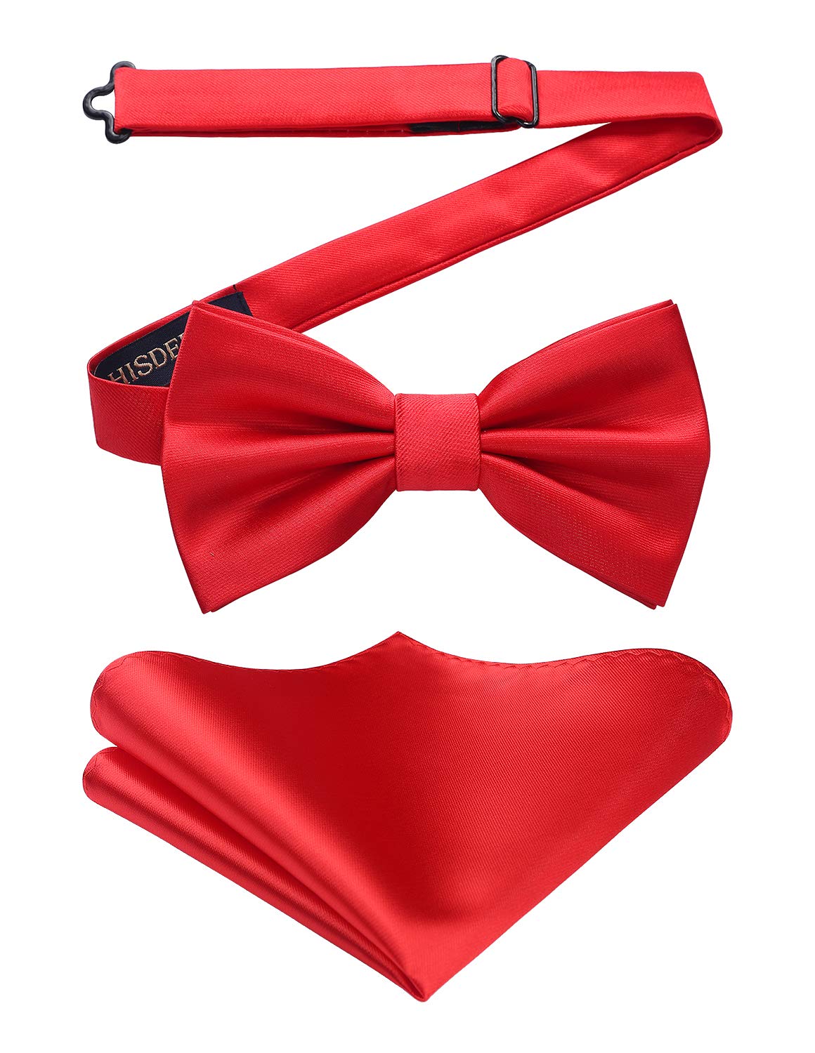 HISDERN Bow Ties for Men Solid Color Pre-Tie Bow Tie and Pocket Square Set Classic Formal Tuxedo Bowties for Wedding Party