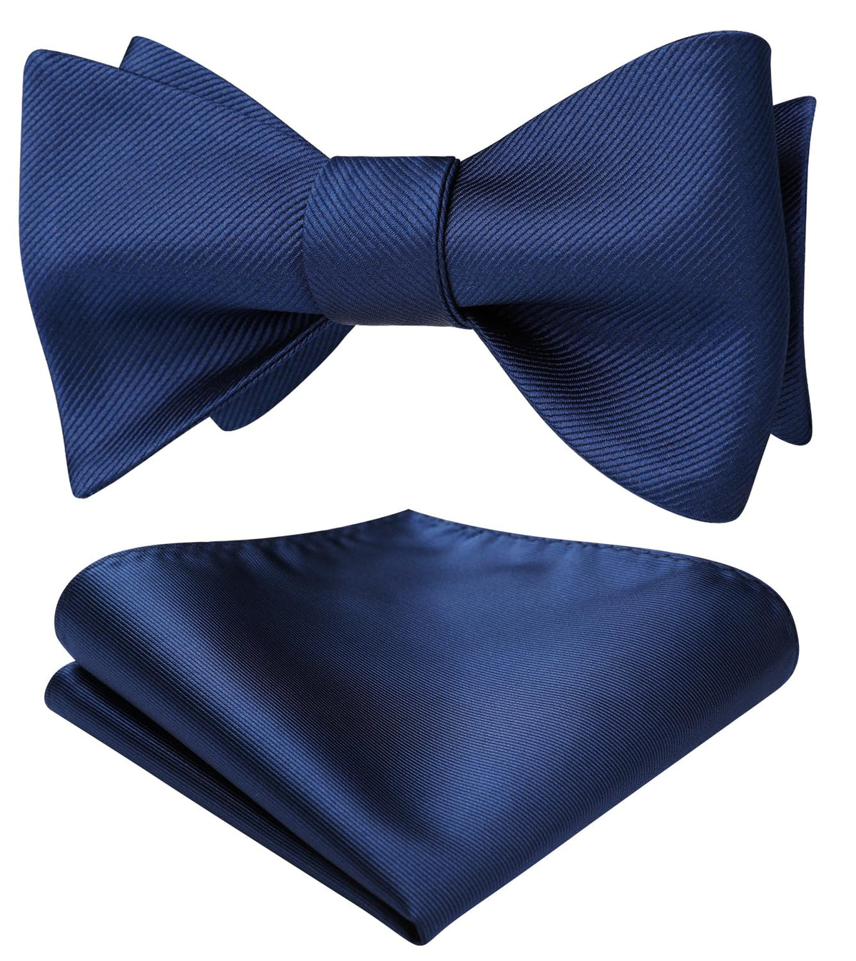 HISDERN Bow Ties for Men Solid Color Self Tie Bow Tie Pocket Square Set Classic Formal Satin Bowties for Tuxedo Wedding Party