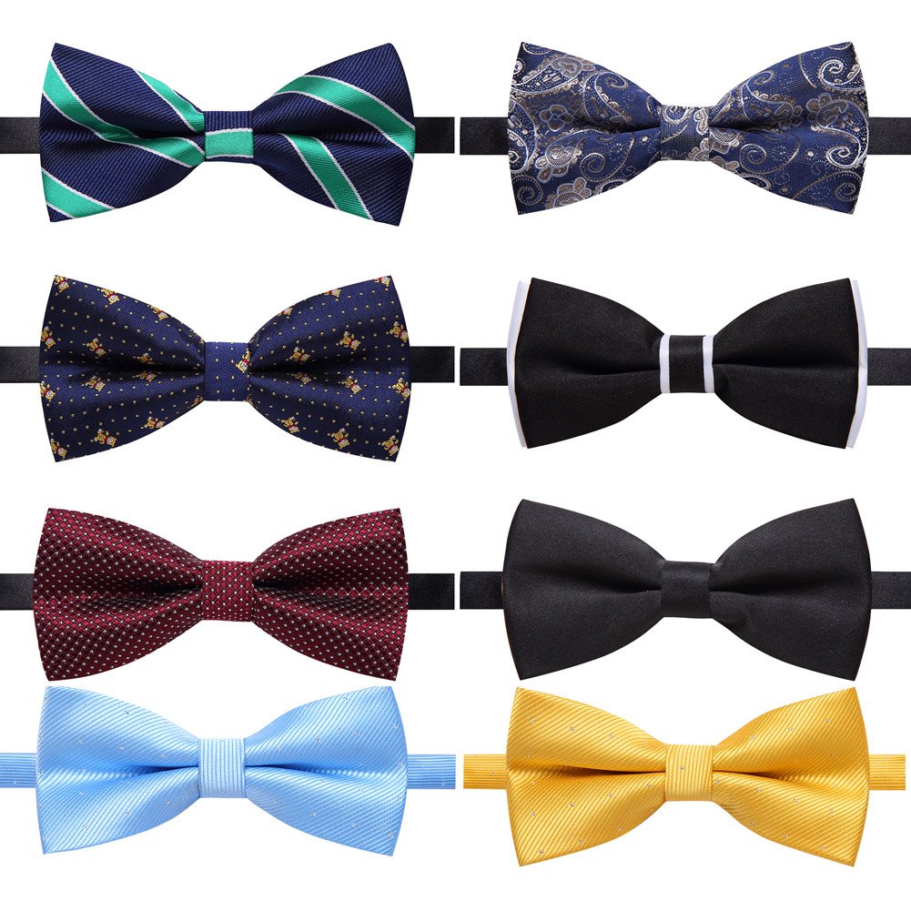 AUSKY 8 PACKS Elegant Adjustable Pre-tied Bow Ties for Men Boys (1&4&5&6&8 Pack for option)