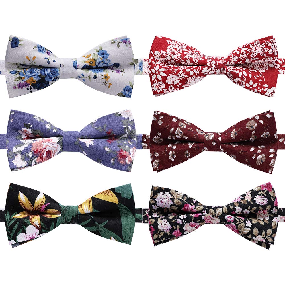 AUSKY 8 PACKS Elegant Adjustable Pre-tied Bow Ties for Men Boys (1&4&5&6&8 Pack for option)