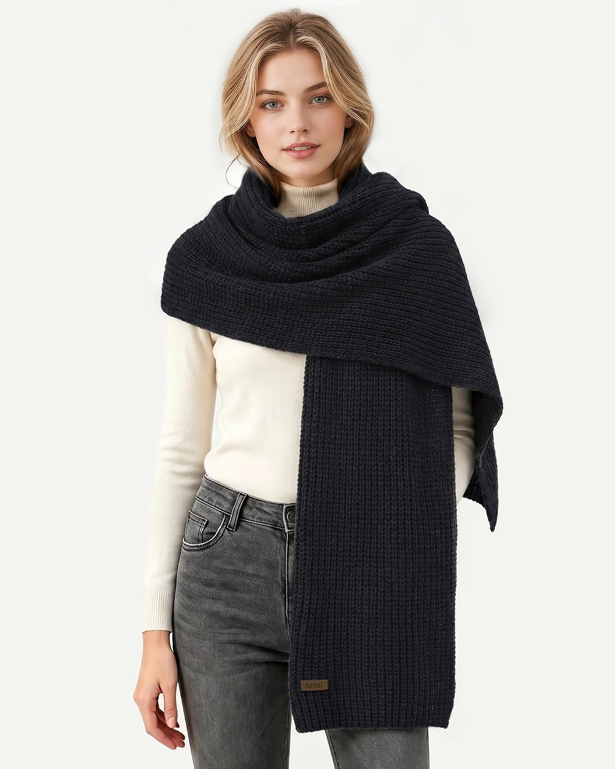 Aonal Winter Scarf for Women Men, Thick Warm Blanket Chunky Scarves