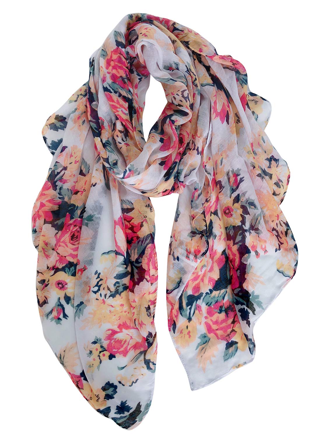 GERINLY Lightweight Scarves Fashion Print Cotton Feel Scarf for Women Shawl