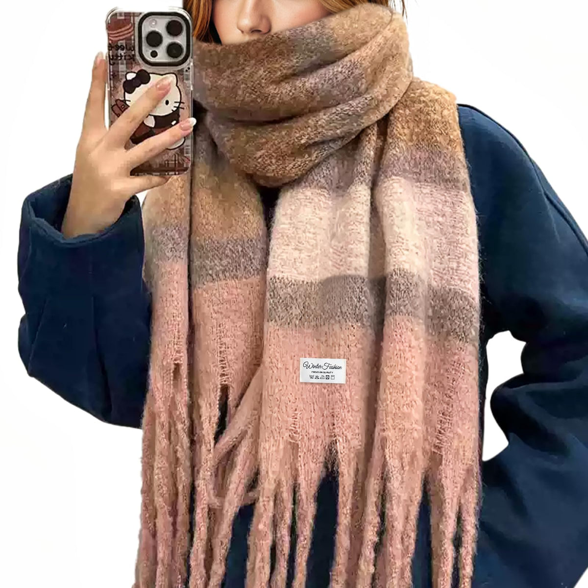 Premillow Women's Mohair Scarf, Cashmere Feel Winter Wrap, Soft Solid Color