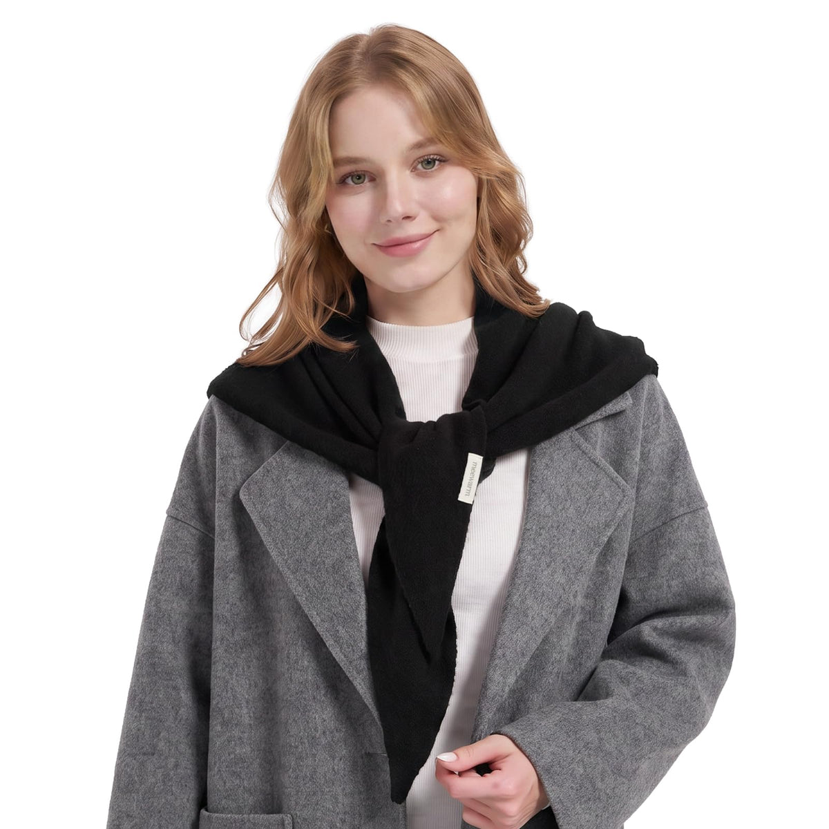 Wool Blended Triangle Scarf, Soft Warm Neck Gaiter for Women
