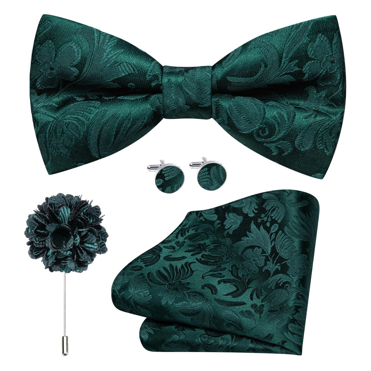 Dubulle Mens Paisley Striped Bowtie Set Pre-tied Bowtie for Men and Pocket Square Set Wedding Business