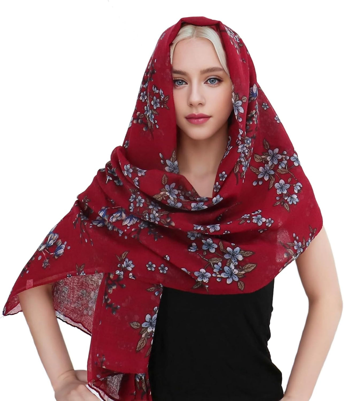 vimate Lightweight Scarf for Women Fashion Head Cover Hijab Cotton Voile Scarf Shawl Wrap for Spring Fall Winter Season