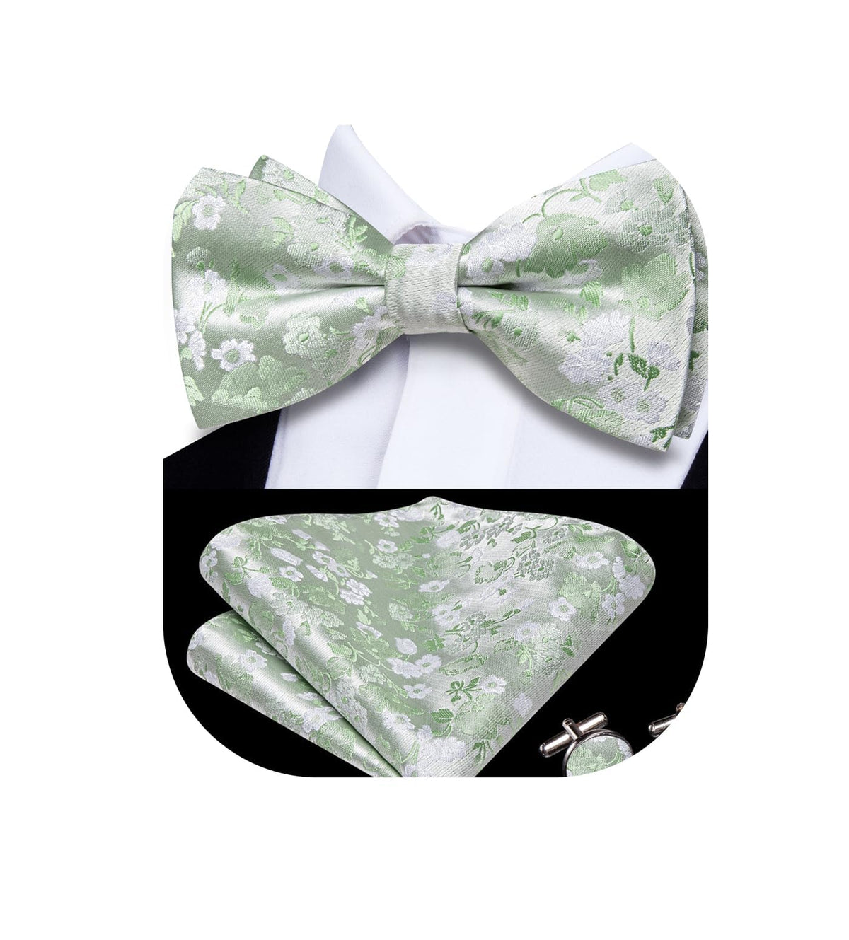 Dubulle Mens Paisley Striped Bowtie Set Pre-tied Bowtie for Men and Pocket Square Set Wedding Business