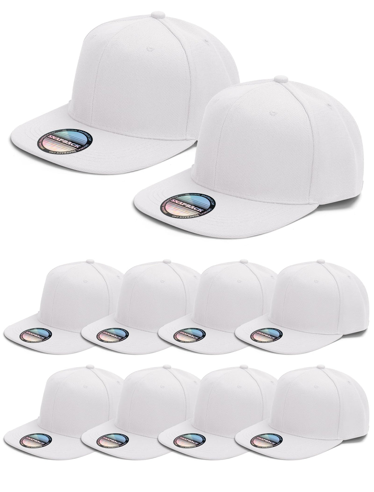 10 Pack Blank Snapback Hats for Men Flat Brim Hats Baseball Caps Bulk