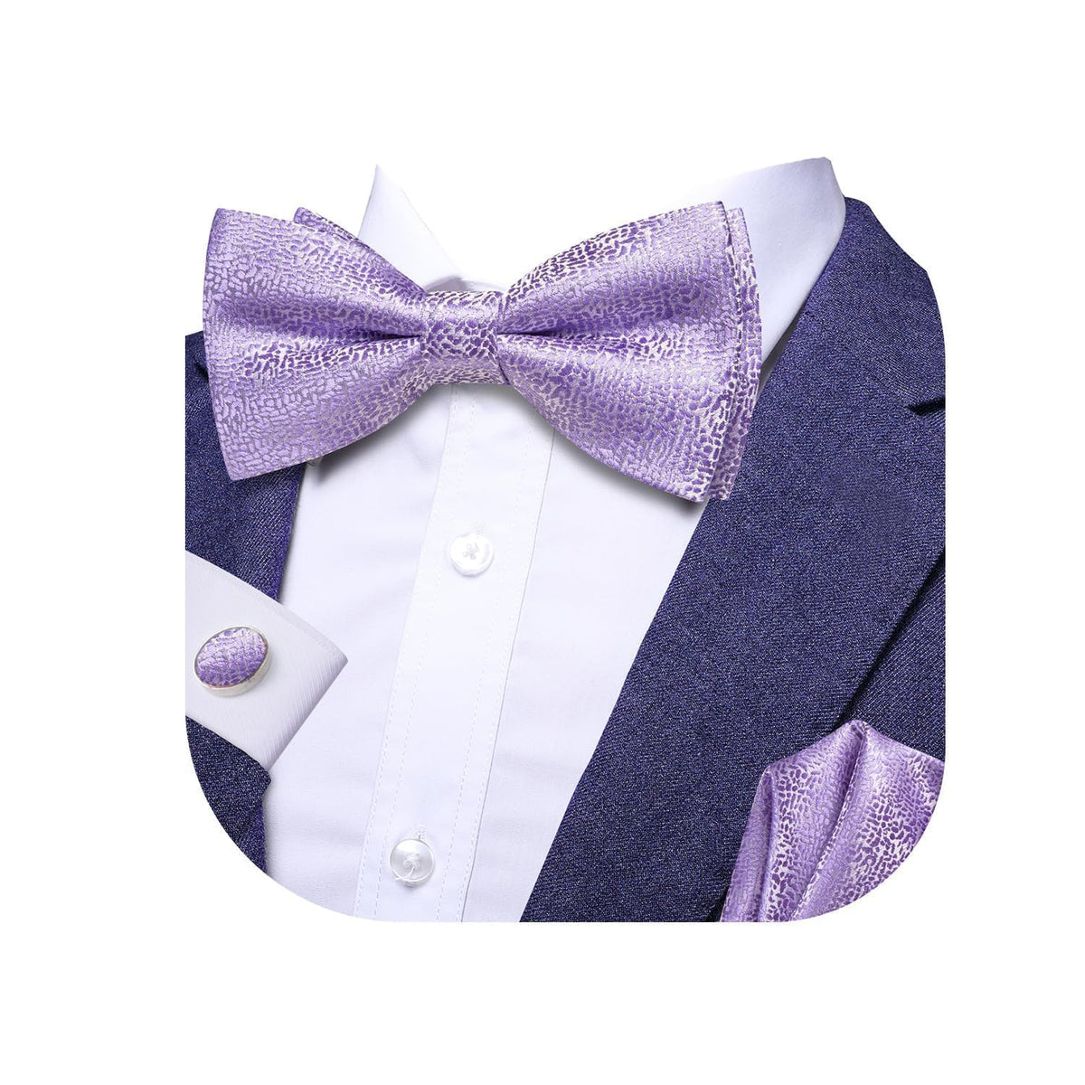 Dubulle Mens Paisley Striped Bowtie Set Pre-tied Bowtie for Men and Pocket Square Set Wedding Business