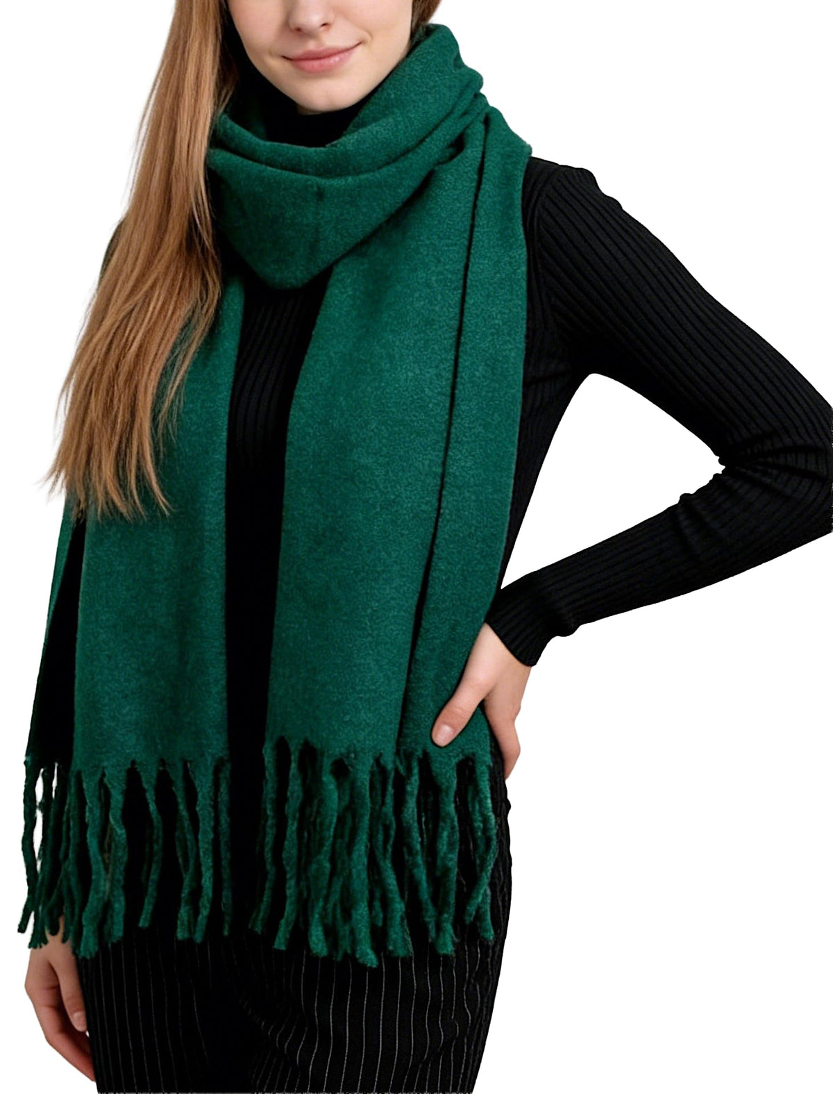 Achillea Warm Cashmere-Feel Winter Scarf for Women, Soft Thick Oversized Shawl Wrap with Fringe for Cold Weather
