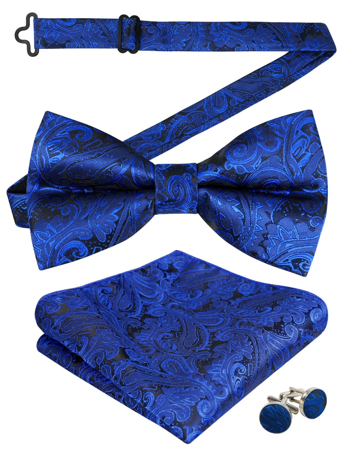 Alizeal Mens Paisley BowTie Hanky Cufflinks Set