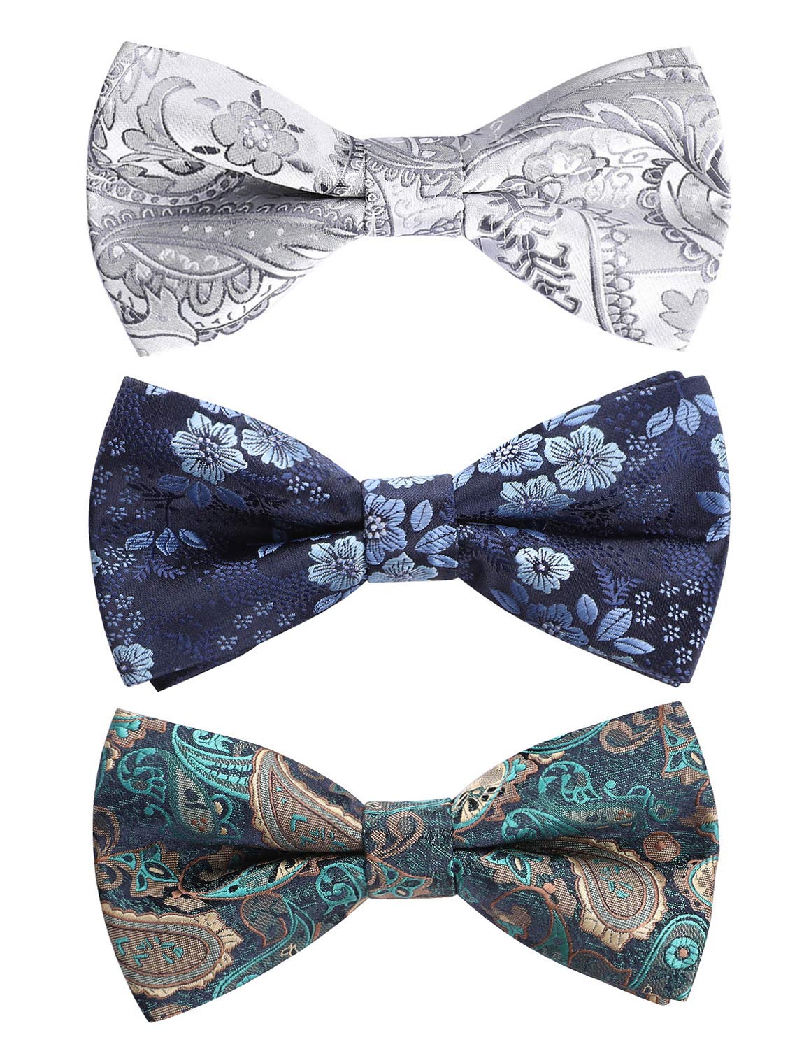 HISDERN 3/6 Pack Bow Tie Adjustable Paisley Plaid Dot Pre-Tie Bowties Classic Formal Bow Ties for Men Tuxedo Wedding