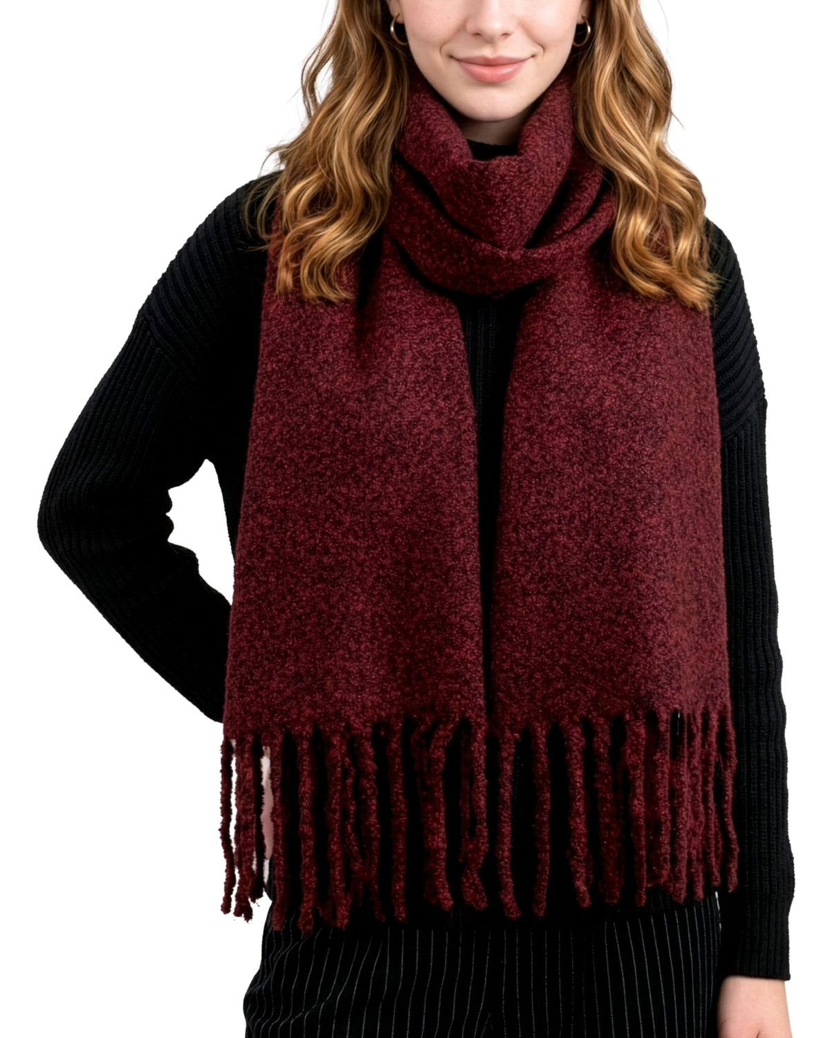 Achillea Warm Cashmere-Feel Winter Scarf for Women, Soft Thick Oversized Shawl Wrap with Fringe for Cold Weather