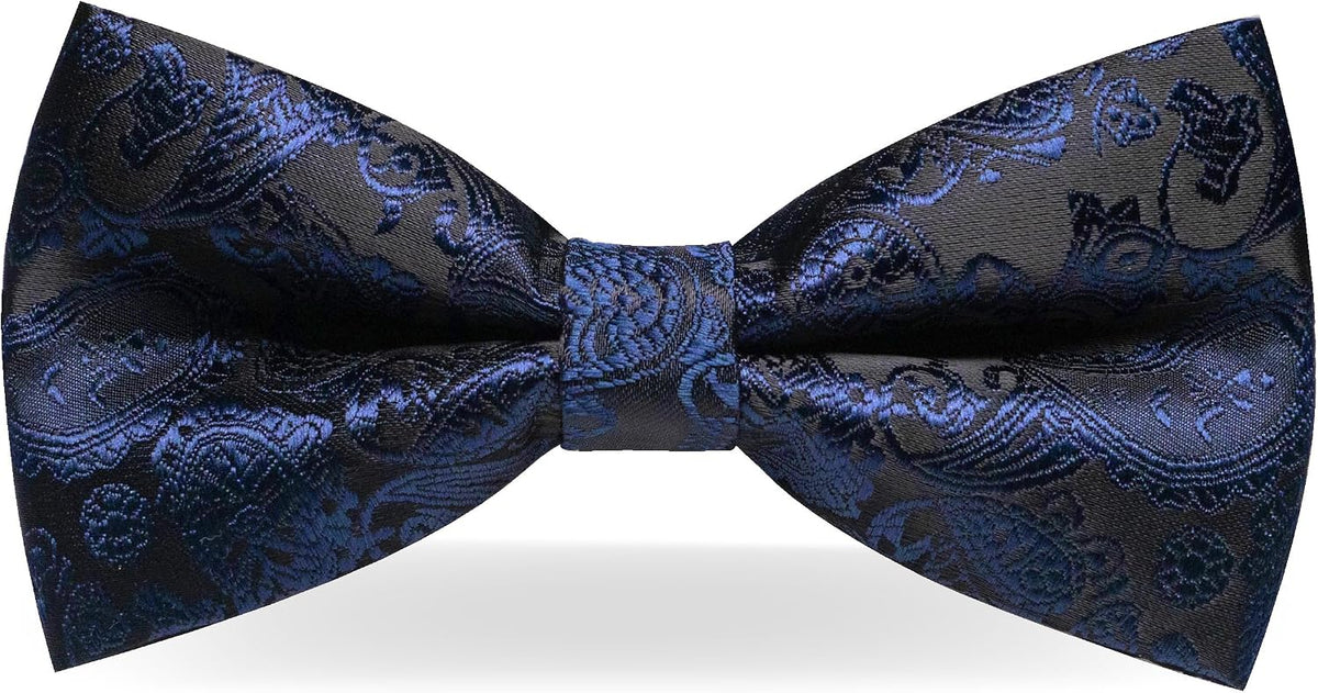 JEMYGINS Paisley Pre-tied Bow Tie and Pocket Square Cufflinks Lapel Pin Sets for Men 4PCS