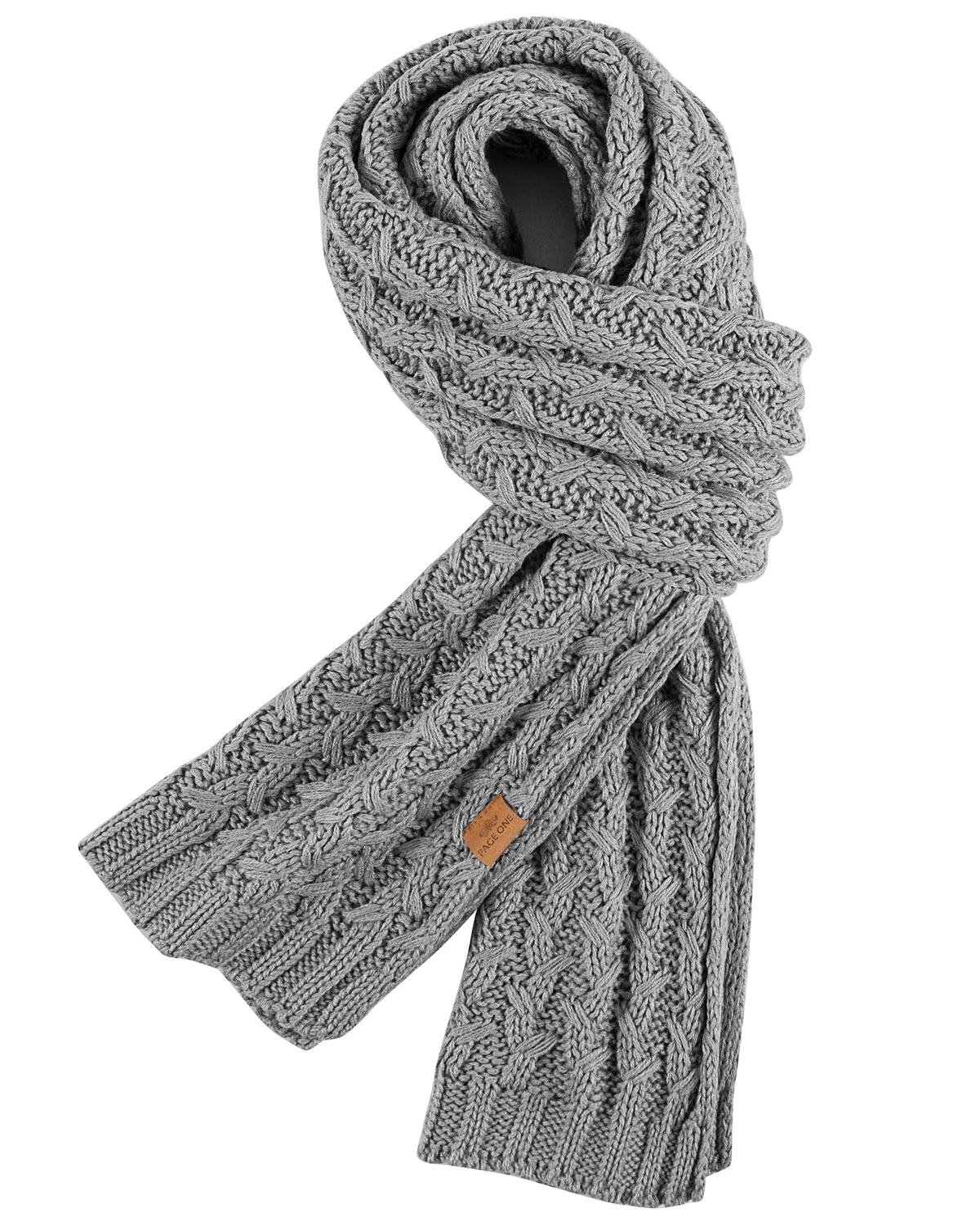 PAGE ONE Women's Ribbed Knit Scarf Winter Warm Long Big Wrap Cashmere Wool Thick Large Chunky Scarf for Women