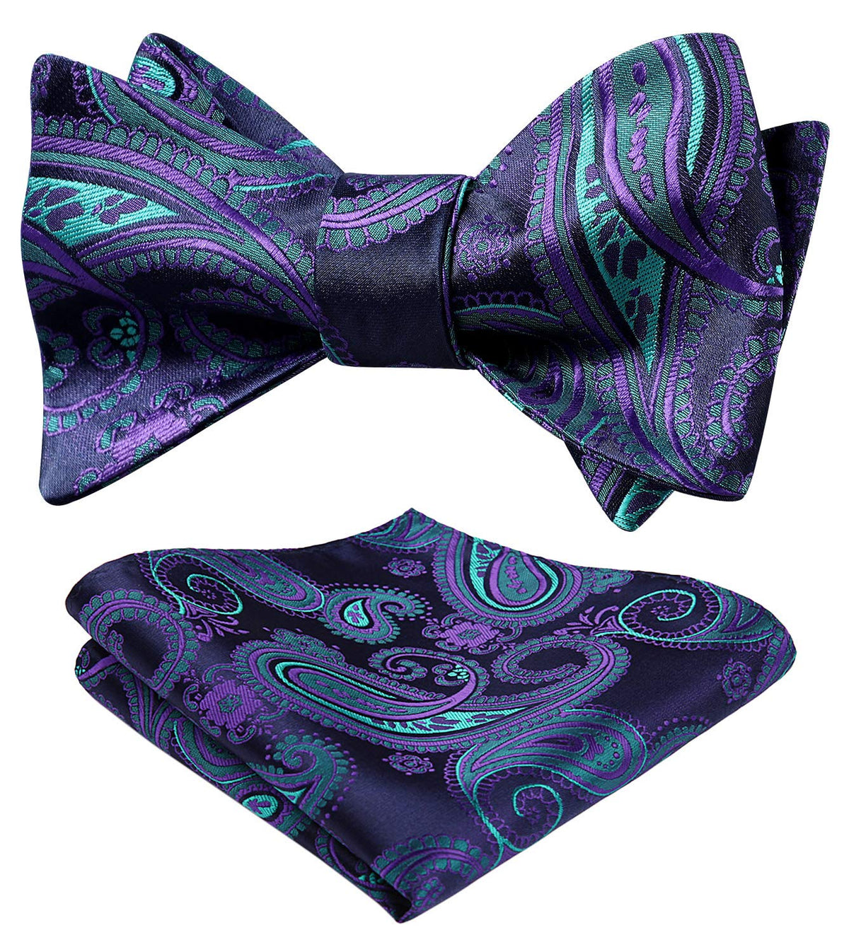 HISDERN Bow Ties for Men Floral Bowties Mens Self Tie Bow Tie Handkerchief Jacquard Woven Bowtie Pocket Square Set