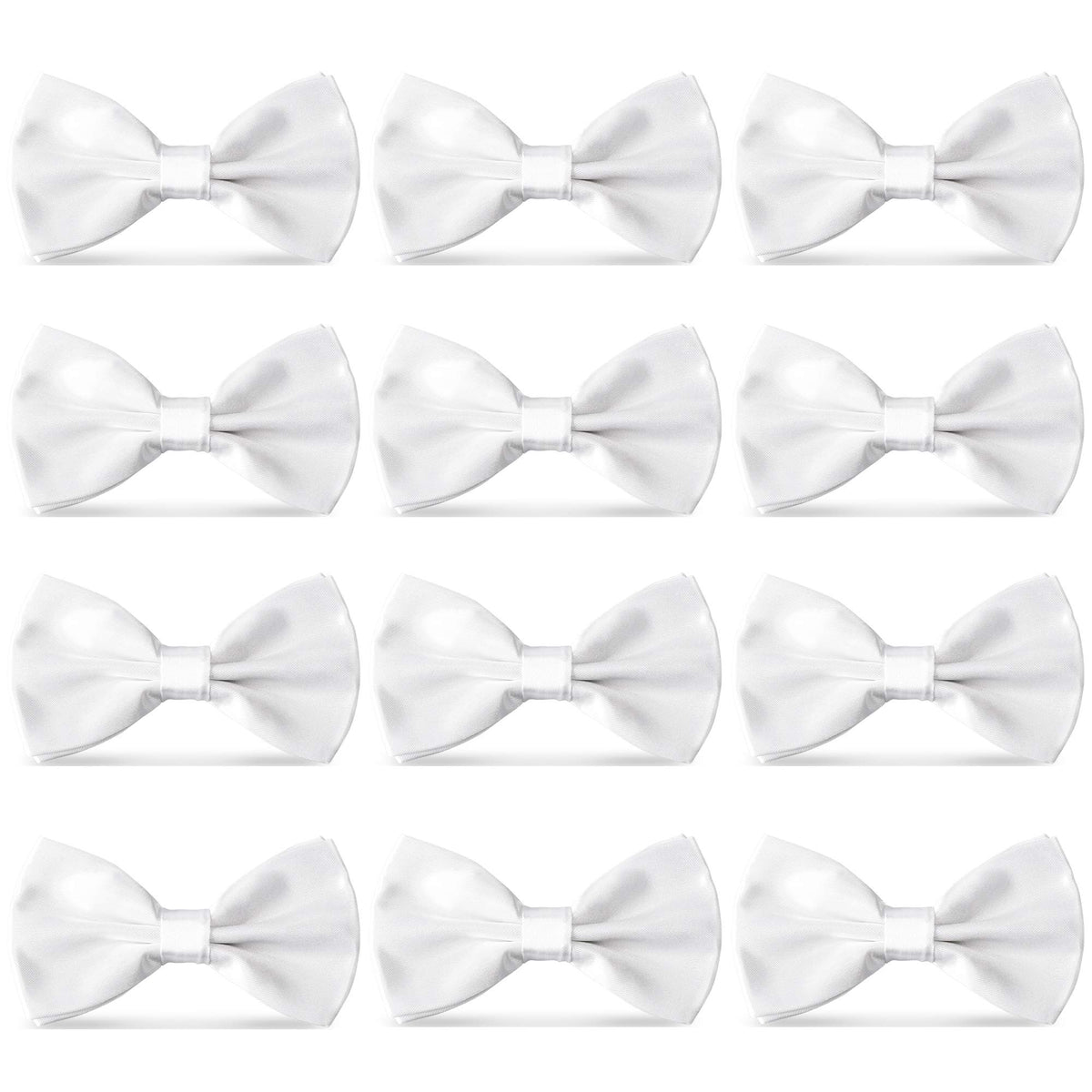 Men's Bowties Formal Satin Solid - 6/12 Pack Bow Ties Pre-tied Adjustable Ties for Men Many Colors Option in bulk