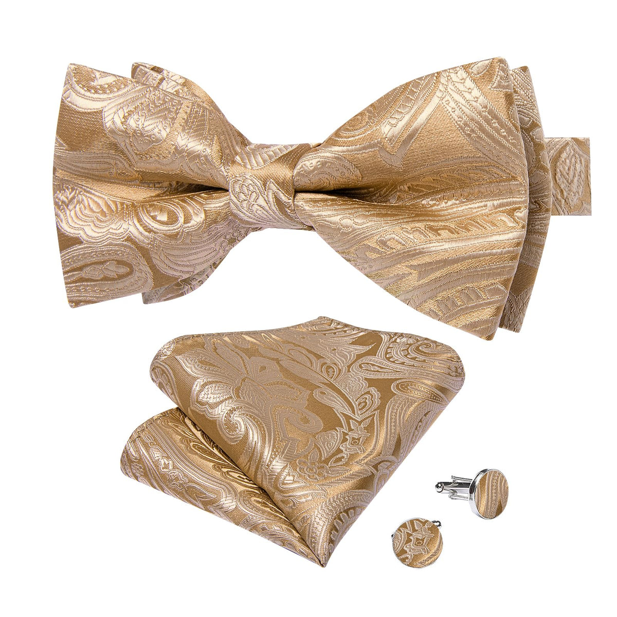 DiBanGu Silk Paisley Bow Tie for Men Formal Pre-tied Bowtie Set