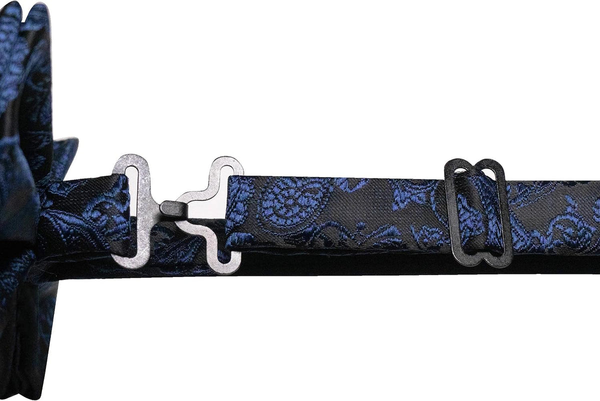 JEMYGINS Paisley Pre-tied Bow Tie and Pocket Square Cufflinks Lapel Pin Sets for Men 4PCS