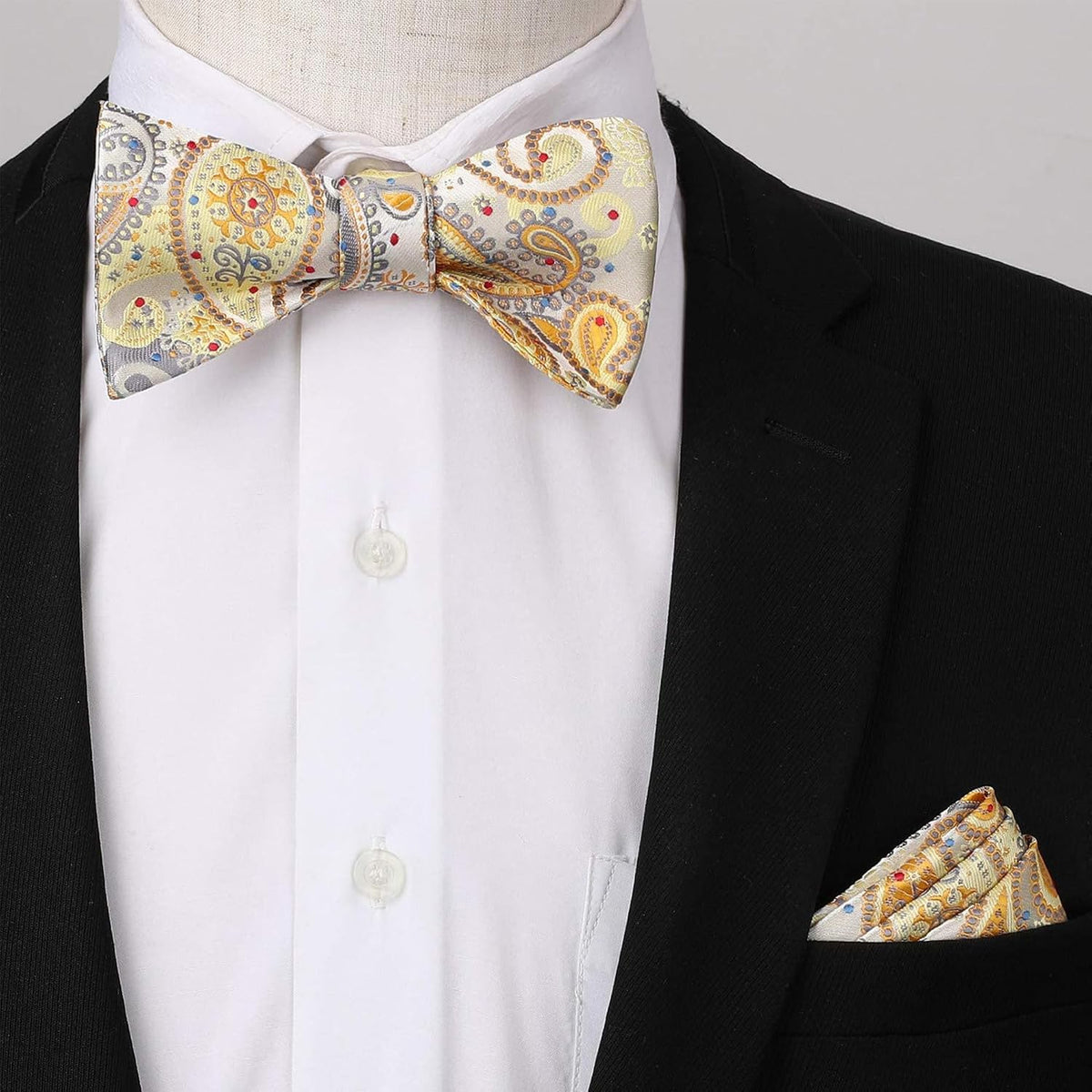 HISDERN 3/6 Pack Bow Tie Adjustable Paisley Plaid Dot Pre-Tie Bowties Classic Formal Bow Ties for Men Tuxedo Wedding