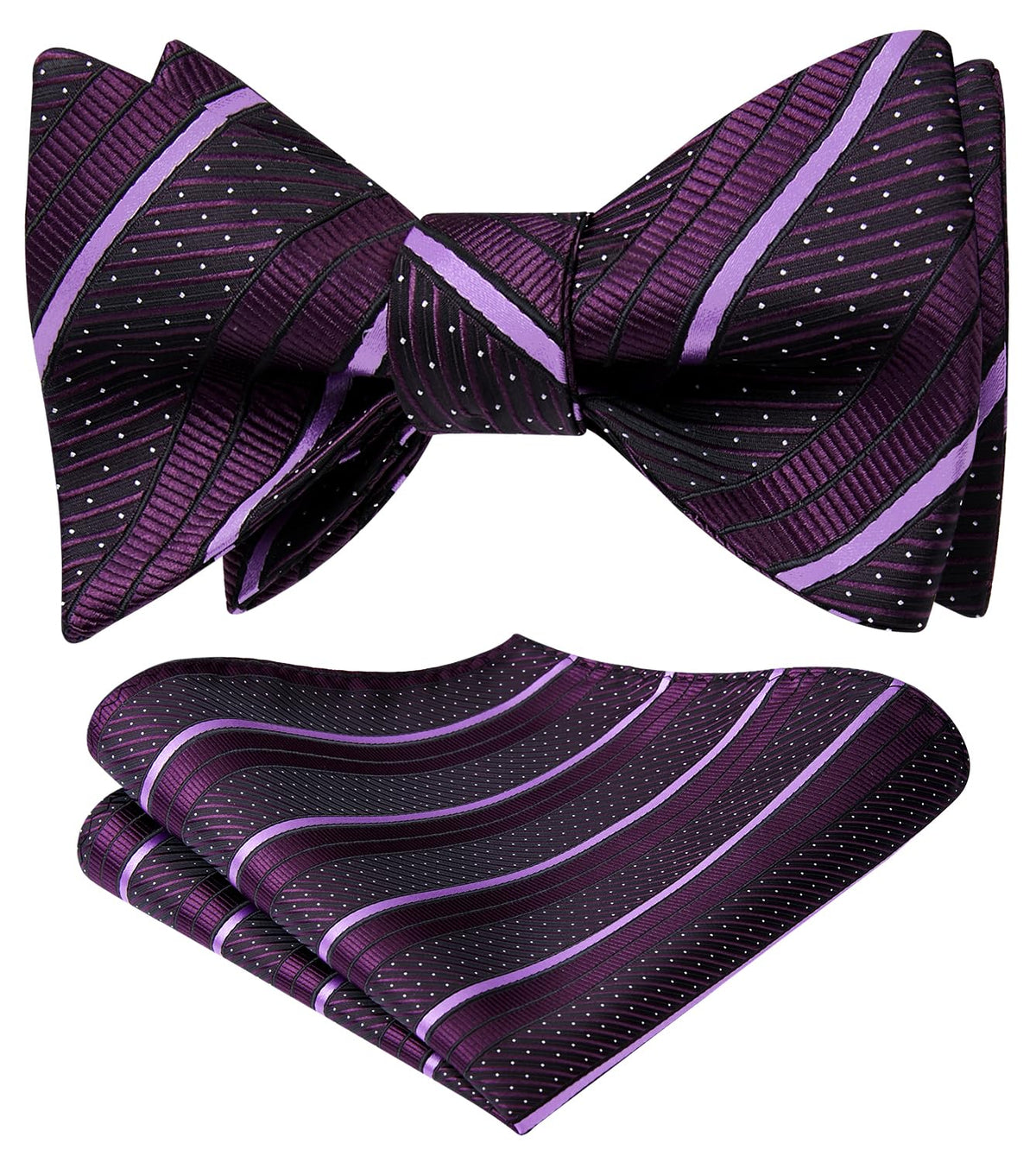 HISDERN Bow Ties for Men Striped Bowties Men's Self Tie Bowtie Handkerchief Formal Tuxedo Wedding Bowties and Pocket Square