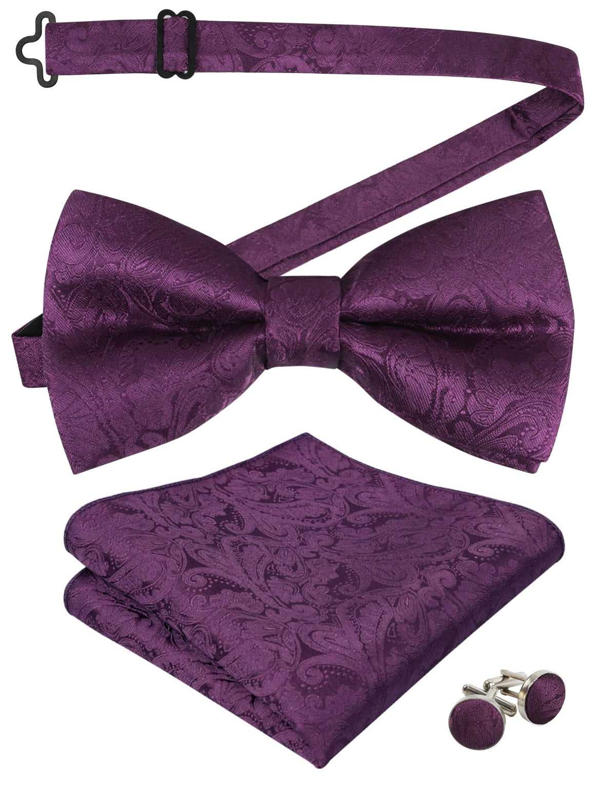Alizeal Mens Paisley BowTie Hanky Cufflinks Set