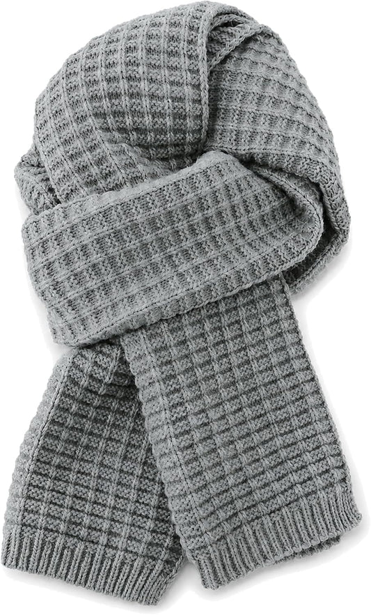 Waffle Knit Scarf for Men Women Wool-Like Neck Warmer Long Wrap
