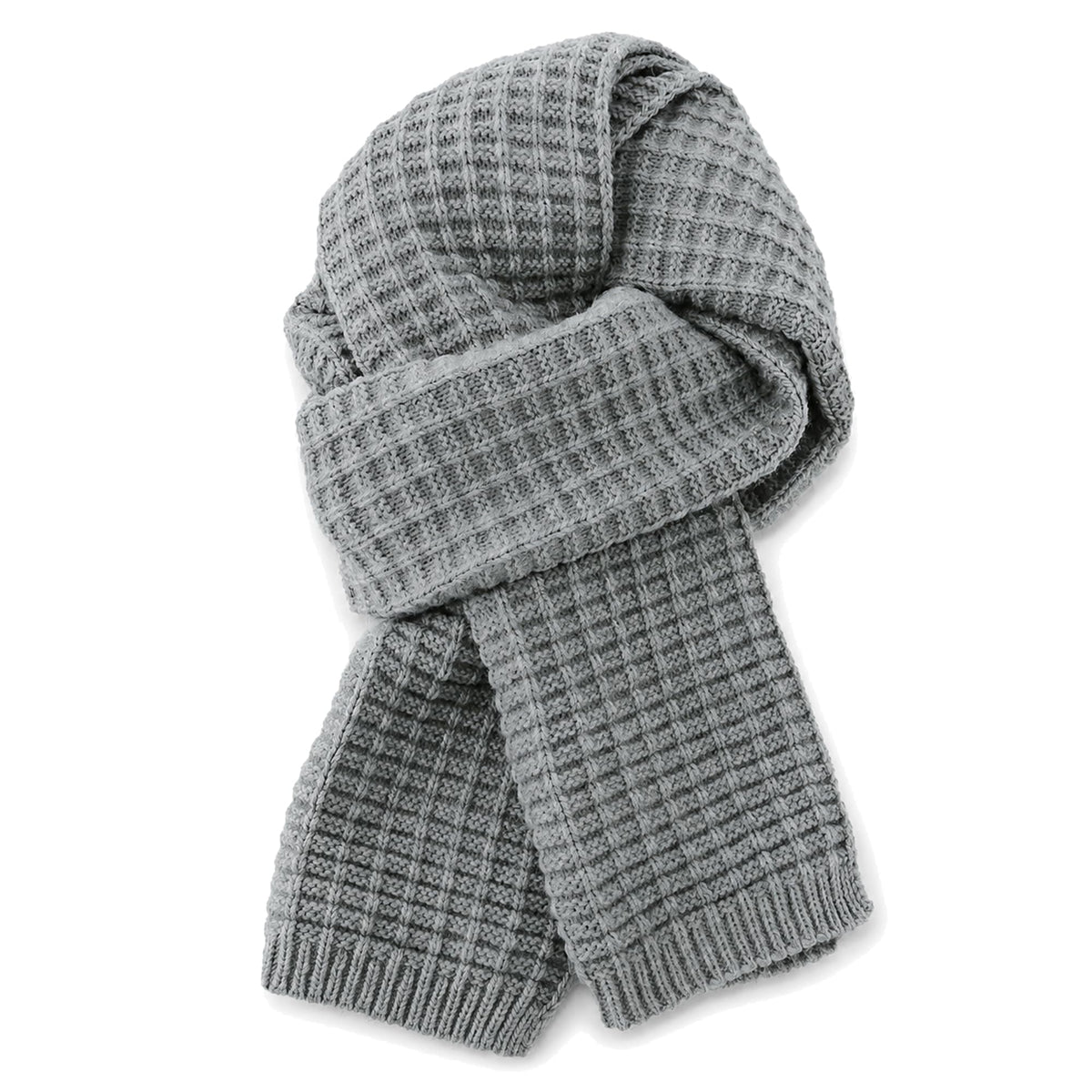 Waffle Knit Scarf for Men Women Wool-Like Neck Warmer Long Wrap