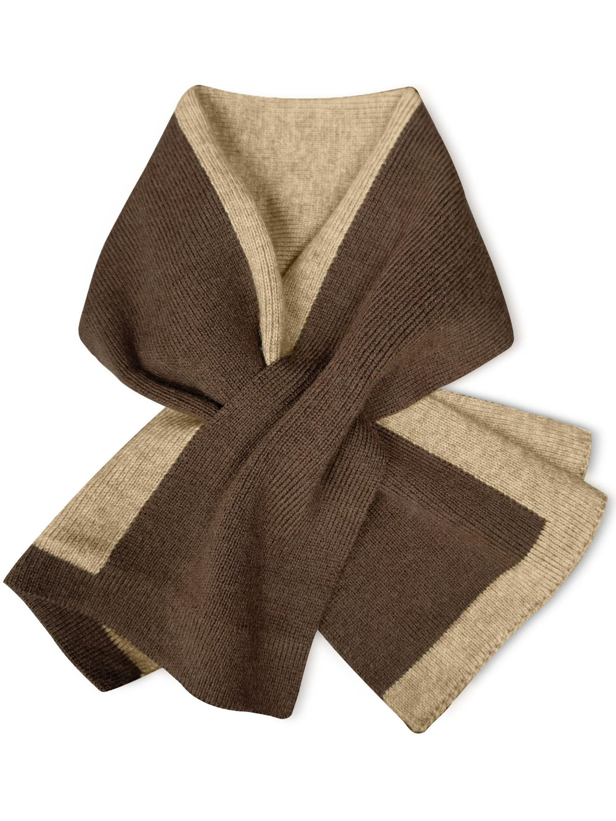 huablo Women’s Winter Knit Pull-Through Scarves, Lightweight Knitted Scarf, Color‑block Short Scarf, hiking scarves for Men