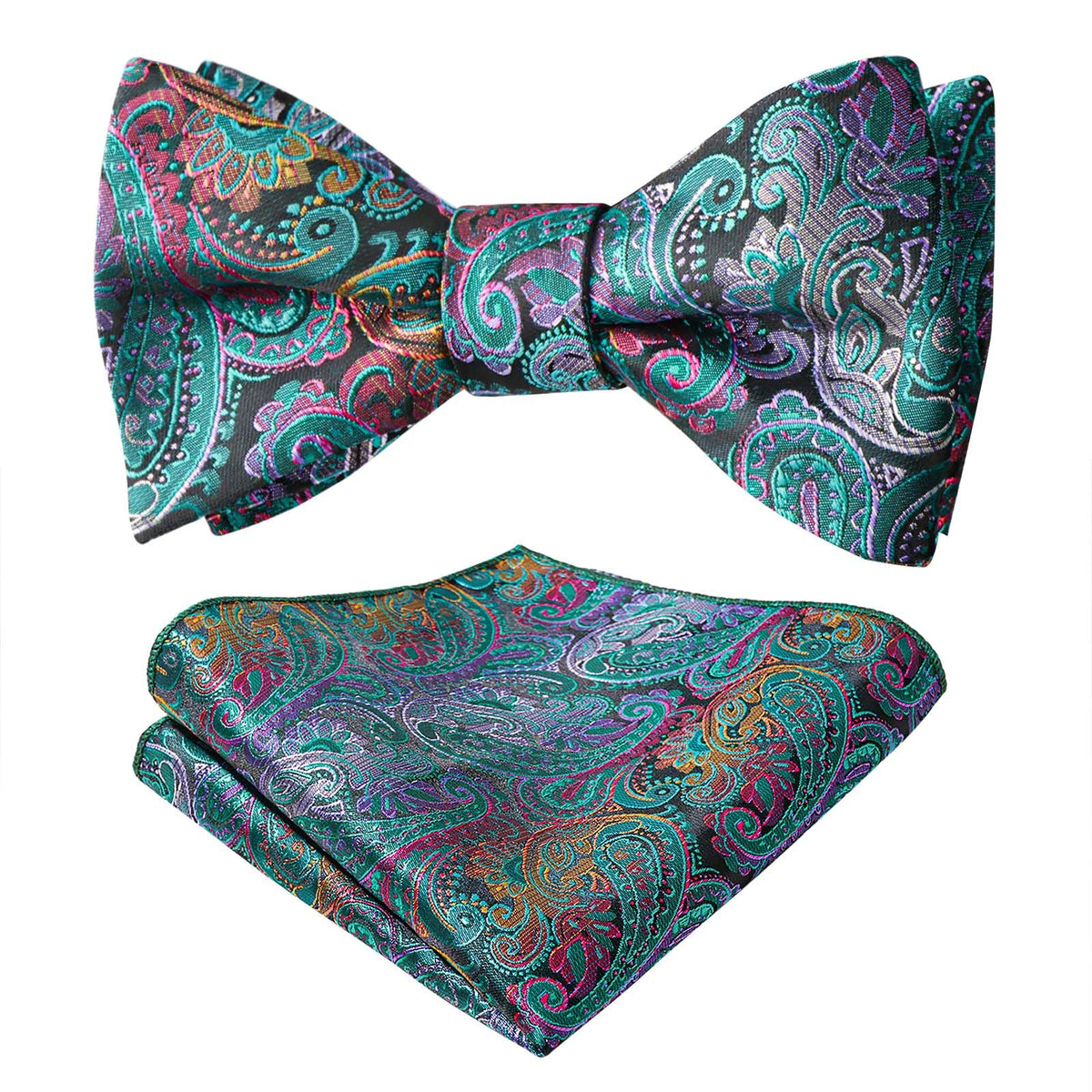 Alizeal Mens 2pcs Paisley Jacquard Bow Tie Set