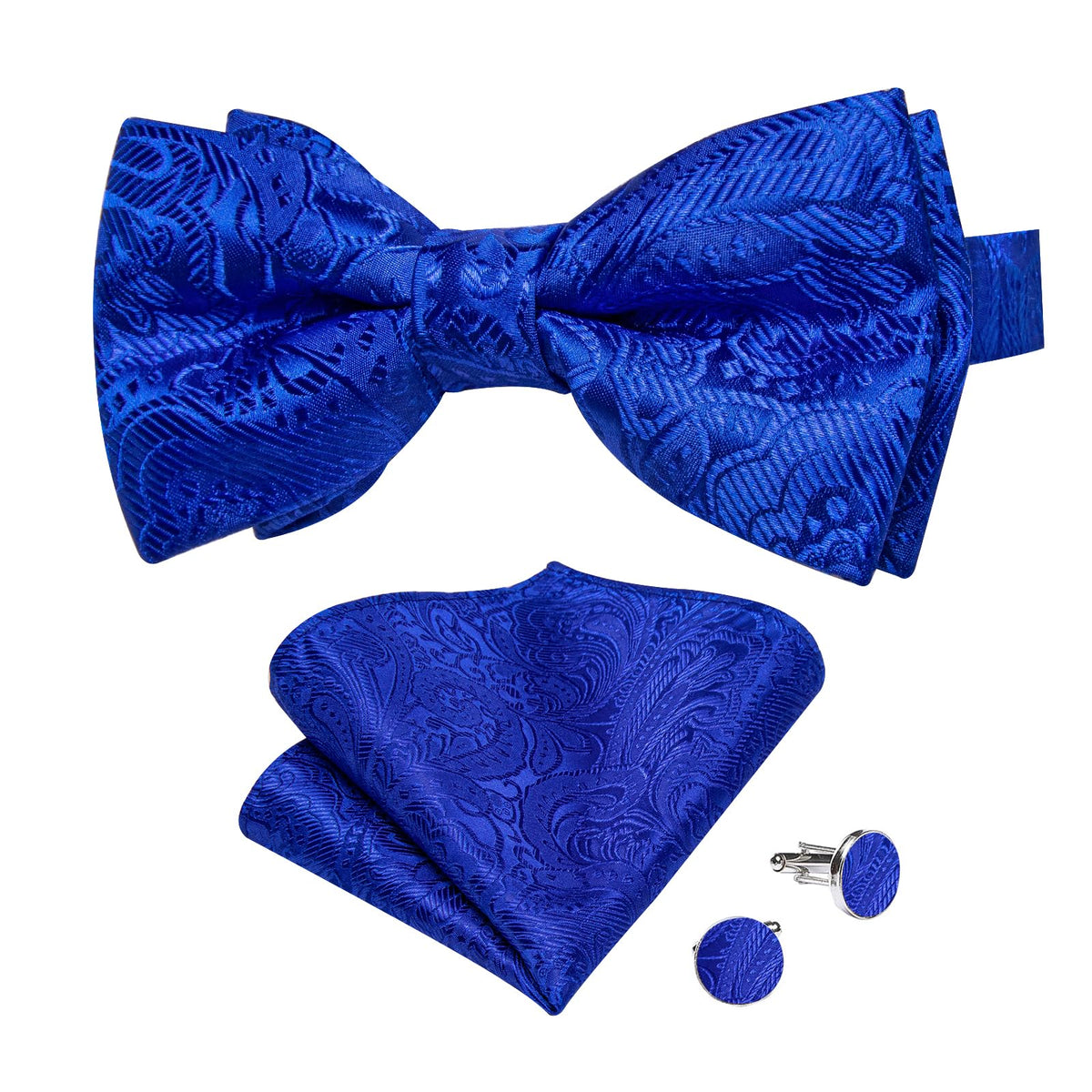 DiBanGu Silk Paisley Bow Tie for Men Formal Pre-tied Bowtie Set