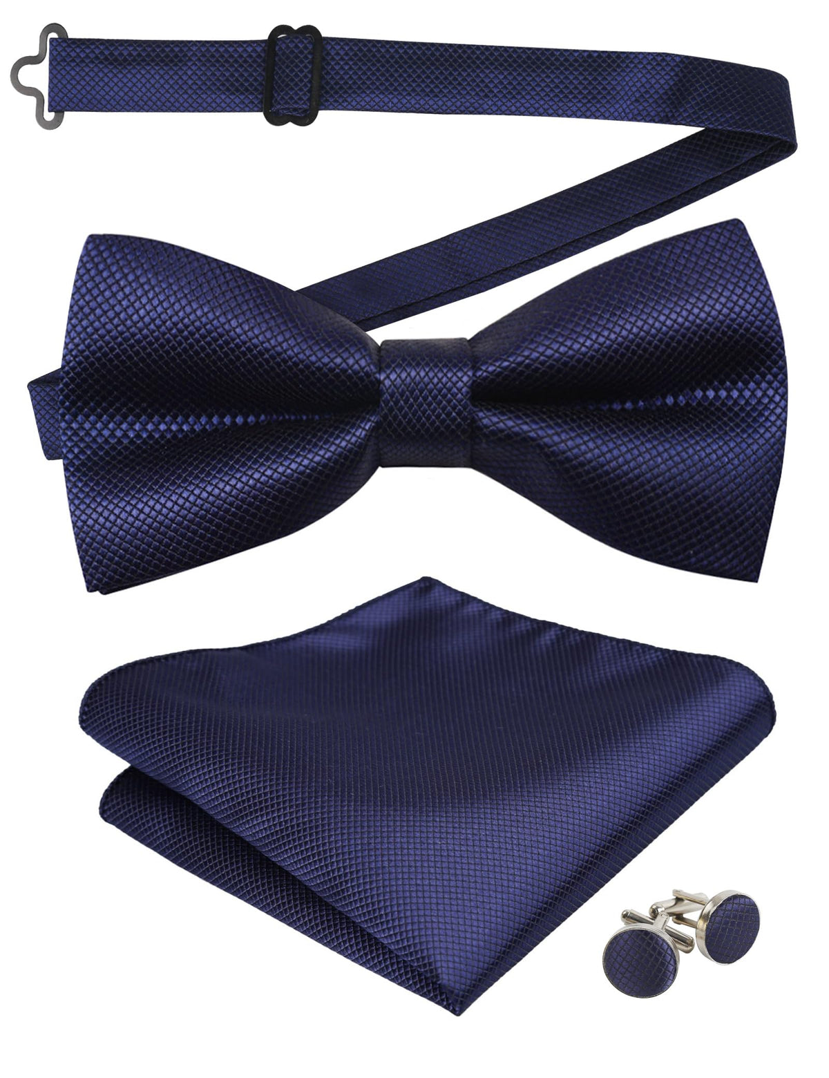 Alizeal Mens Solid Color Formal Banded Bow Tie Set