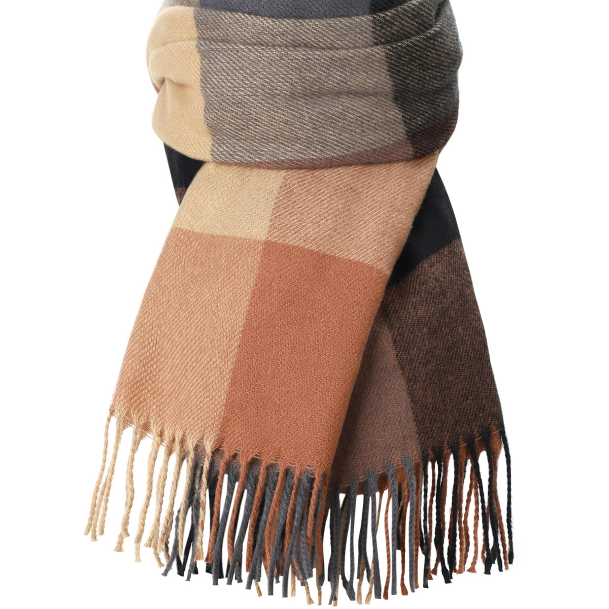 Trifabricy Womens Winter Scarf, Plaid Blanket Scarf, Cozy Pashmina Shawl